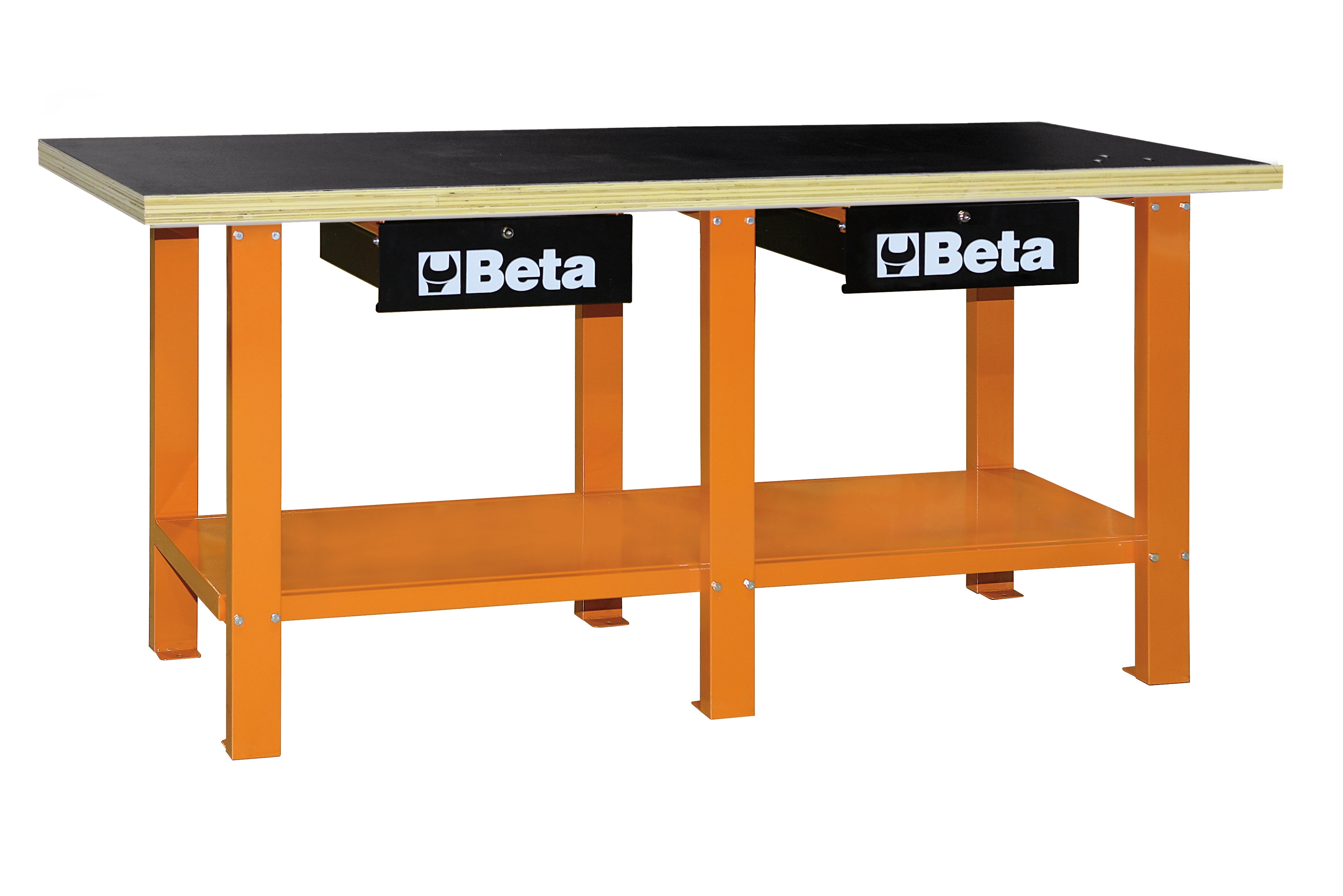 Établi de travail professionnel Beta Tools C56W en acier avec plain en bois  orange 056000251